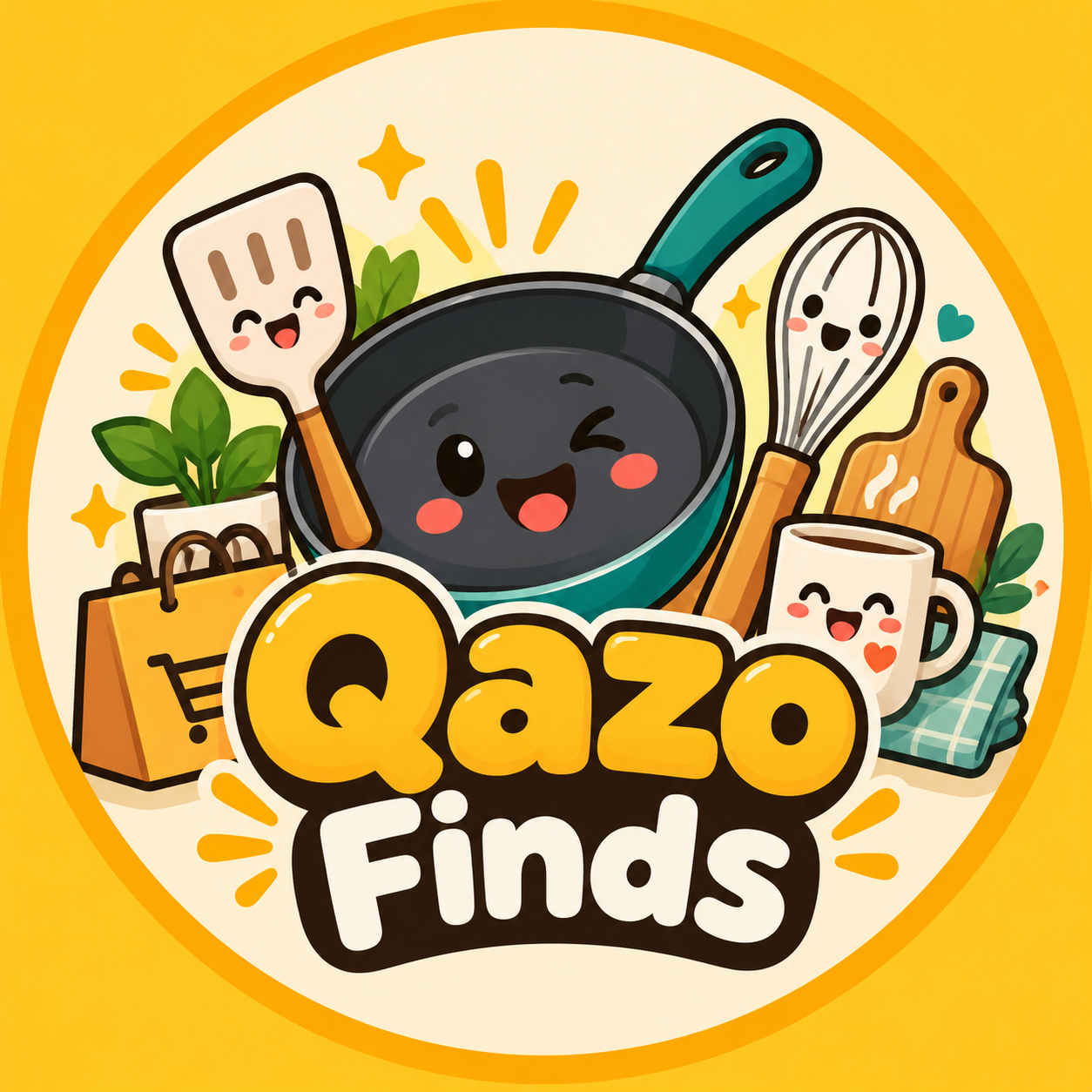 Qazo Finds cartoon kitchen-items logo
